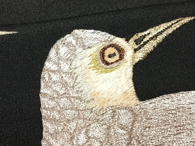 平和屋着物■豪華黒留袖 刺繍 花鳥文 金銀彩 正絹 逸品 CABF5027xe