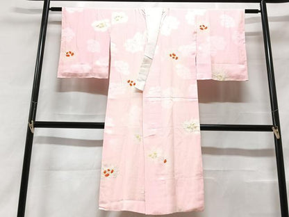 平和屋着物■長襦袢 袷 絞り 舞花地紋 正絹 逸品 CABF5029xe