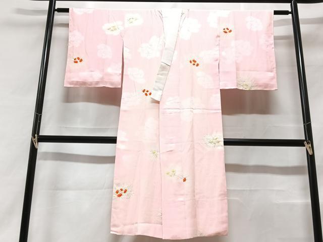 平和屋着物■長襦袢 袷 絞り 舞花地紋 正絹 逸品 CABF5029xe