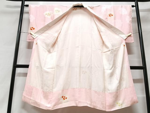 平和屋着物■長襦袢 袷 絞り 舞花地紋 正絹 逸品 CABF5029xe