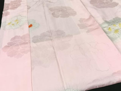 平和屋着物■長襦袢 袷 絞り 舞花地紋 正絹 逸品 CABF5029xe