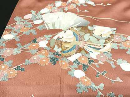 平和屋着物■訪問着 地紙枝垂れ花鳥文 金彩 正絹 逸品 CABF5030xe