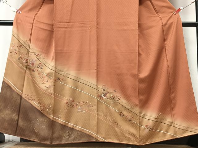 平和屋着物■訪問着　更紗花鳥文　暈し染め　金銀彩　正絹　逸品　CABF5038xe