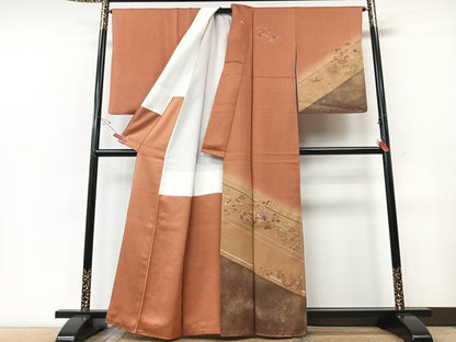 平和屋着物■訪問着　更紗花鳥文　暈し染め　金銀彩　正絹　逸品　CABF5038xe