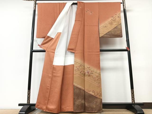 平和屋着物■訪問着　更紗花鳥文　暈し染め　金銀彩　正絹　逸品　CABF5038xe