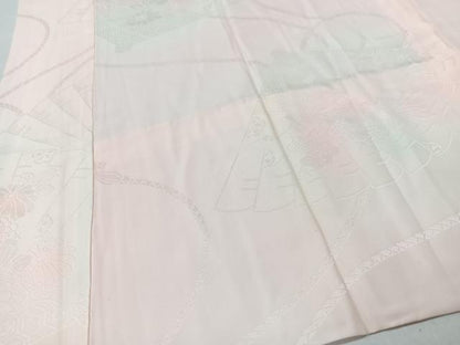平和屋着物■振袖用長襦袢 無双仕立て 扇面花地紋 正絹 逸品 CABF5056xe
