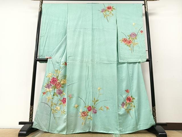 豪華振袖　総刺繍　草花文　金糸　正絹　逸品 平和屋着物□豪華振袖 総刺繍 草花文 金銀糸 正絹 逸品 CABF5057xe