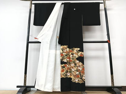 平和屋着物■豪華黒留袖 作家物 花鳥文 金彩 正絹 逸品 CABF5073xe