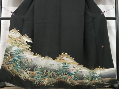 平和屋着物■豪華黒留袖 作家物 風景文 金彩 正絹 逸品 CABF5089xe