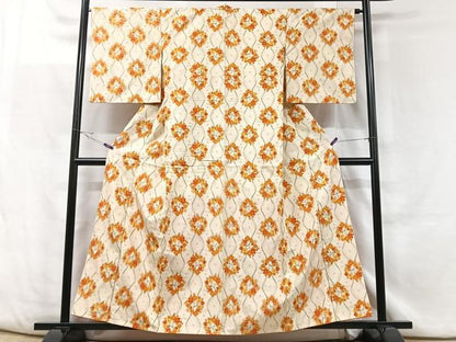 平和屋着物■上質な紬 立涌花丸文 正絹 逸品 CABF5090xe