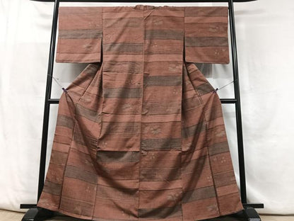 平和屋着物■上質な紬 横段文 正絹 逸品 CABF5091xe