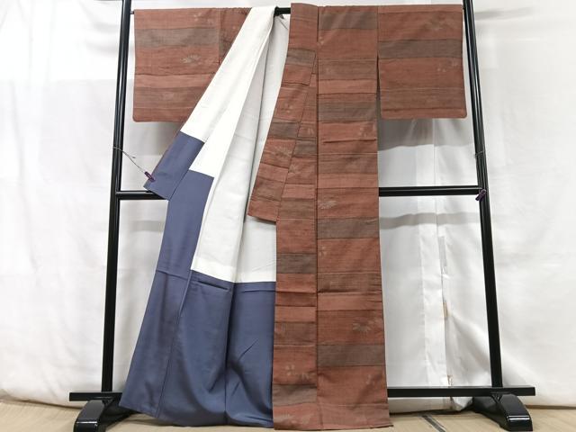 平和屋着物■上質な紬 横段文 正絹 逸品 CABF5091xe