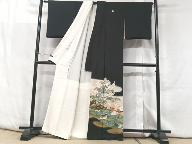 平和屋着物■豪華黒留袖 鴛鴦浜松文 正絹 逸品 CABF5092xe