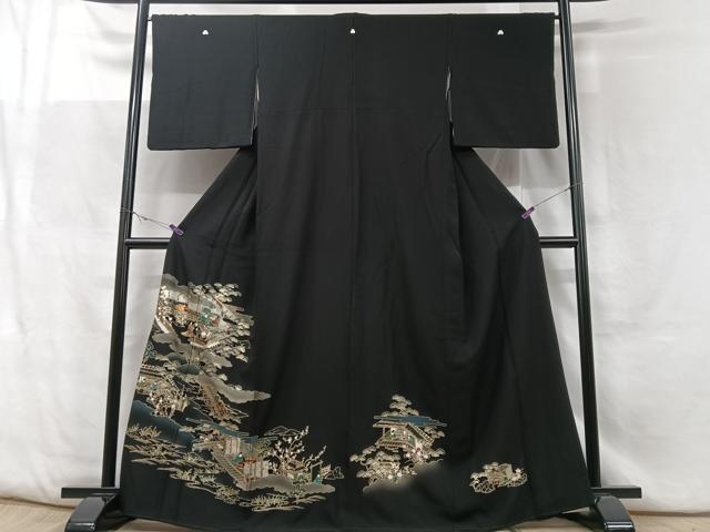 平和屋着物■豪華黒留袖 人物風景文 暈し染め 金彩 正絹 逸品 CABF5093xe