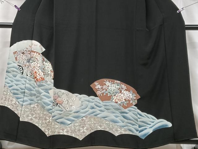 平和屋着物■豪華黒留袖 地紙御所車花文 正絹 逸品 CABF5094xe