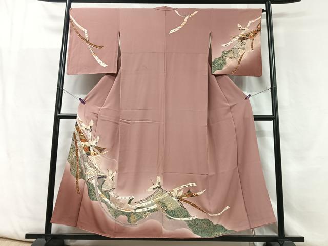 平和屋着物■訪問着　飛鶴更紗花文　暈し染め　金彩　正絹　逸品　CABF5098xe