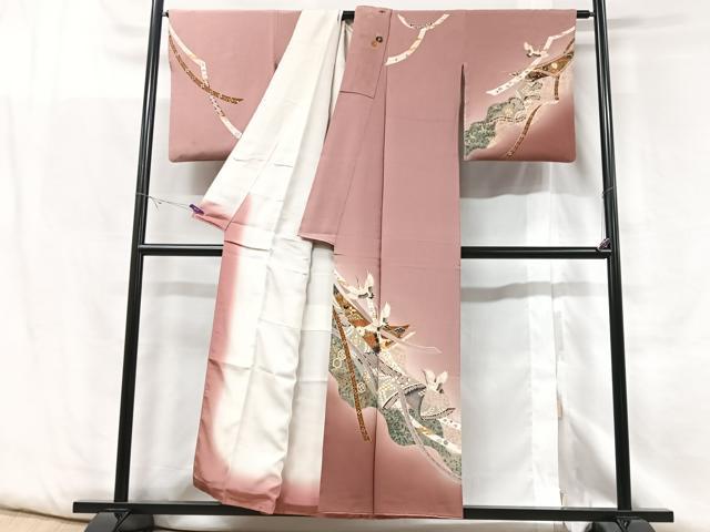 平和屋着物■訪問着　飛鶴更紗花文　暈し染め　金彩　正絹　逸品　CABF5098xe