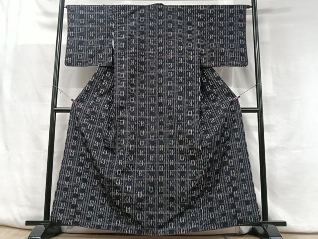 平和屋着物▽上質な紬　単衣　幾何学文様　まるやま扱い　正絹　逸品　未使用　AABD0249fy 平和屋着物▽上質な紬 単衣 幾何学文様 正絹 逸品 未使用 AABB3894jh