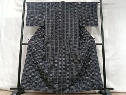 平和屋着物■上質な紬　幾何学文様　正絹　逸品　CABF5099xe
