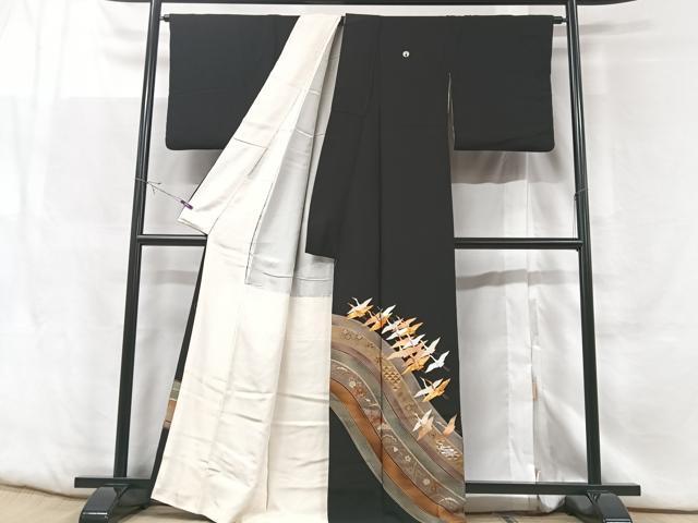 平和屋着物■豪華黒留袖 作家物 群鶴 金彩 正絹 逸品 CABF5114xe