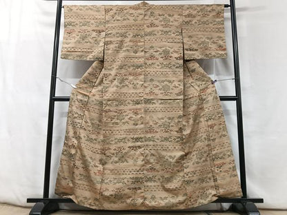平和屋着物■上質な紬　草花文　正絹　逸品　CABF5117xe