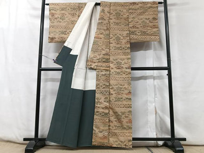 平和屋着物■上質な紬　草花文　正絹　逸品　CABF5117xe