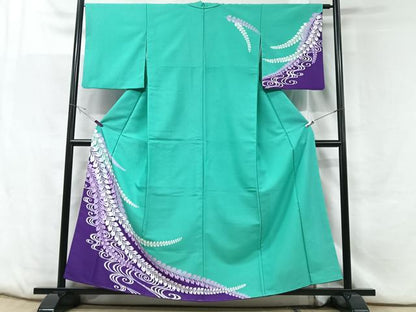 平和屋着物■訪問着　流水舞葉文　洗える着物　CABF5121xe