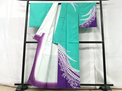 平和屋着物■訪問着　流水舞葉文　洗える着物　CABF5121xe