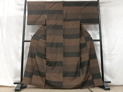 平和屋着物■小紋　横段文　洗える着物　CABF5145xe