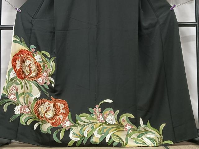 平和屋着物□豪華黒留袖 刺繍 鳳凰草花文 金彩 正絹 逸品 CABF5156xe