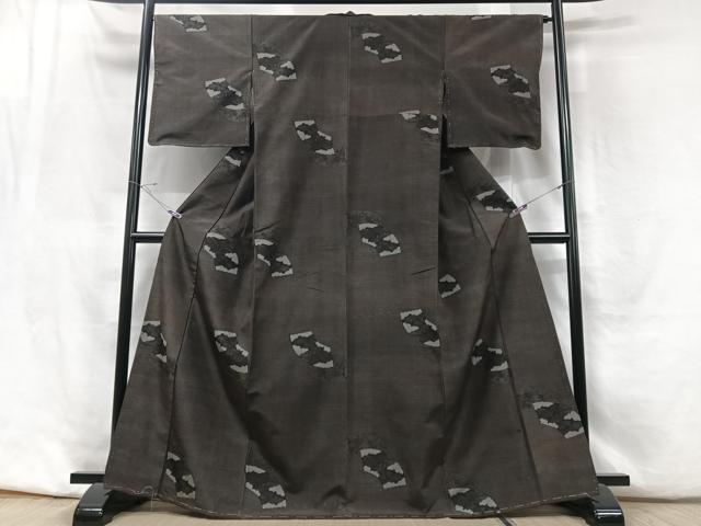 平和屋着物■上質な小紋　紬地　地紙花文　正絹　逸品　未使用　CABF5159xe