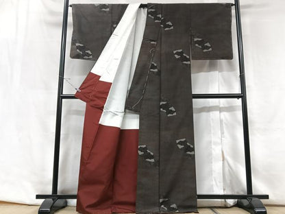 平和屋着物■上質な小紋　紬地　地紙花文　正絹　逸品　未使用　CABF5159xe