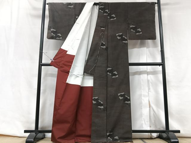 平和屋着物■上質な小紋　紬地　地紙花文　正絹　逸品　未使用　CABF5159xe
