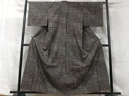 平和屋着物■上質な紬　草花文　正絹　逸品　未使用　CABF5161xe