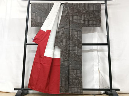 平和屋着物■上質な紬　草花文　正絹　逸品　未使用　CABF5161xe