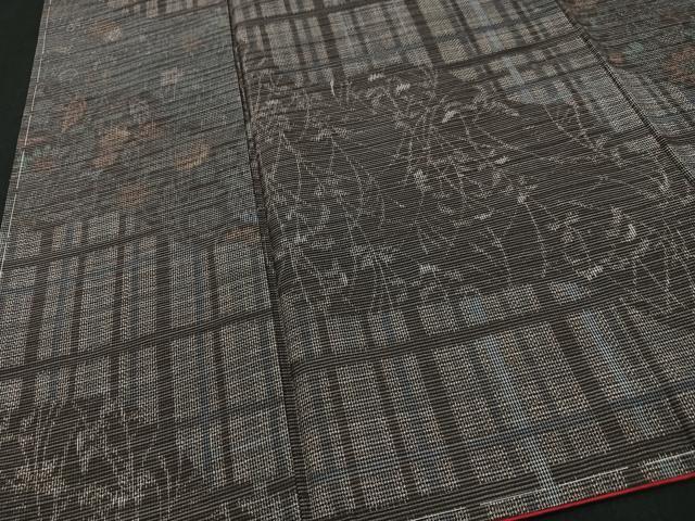 平和屋着物■上質な紬　草花文　正絹　逸品　未使用　CABF5161xe