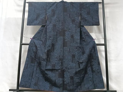 平和屋着物■結城紬　吉祥花文　正絹　逸品　CABF5164xe