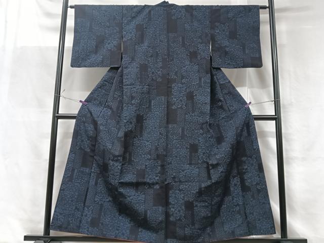 平和屋着物■結城紬　吉祥花文　正絹　逸品　CABF5164xe