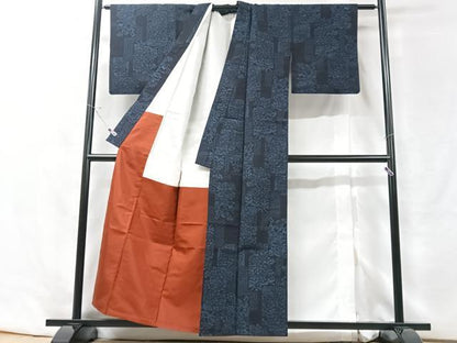 平和屋着物■結城紬　吉祥花文　正絹　逸品　CABF5164xe