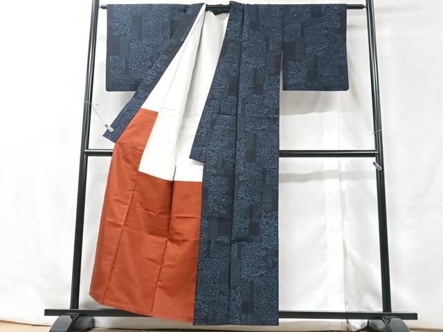 平和屋着物■結城紬　吉祥花文　正絹　逸品　CABF5164xe