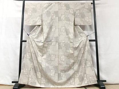 平和屋着物■上質な紬　色紙更紗花文　正絹　逸品　CABF5165xe