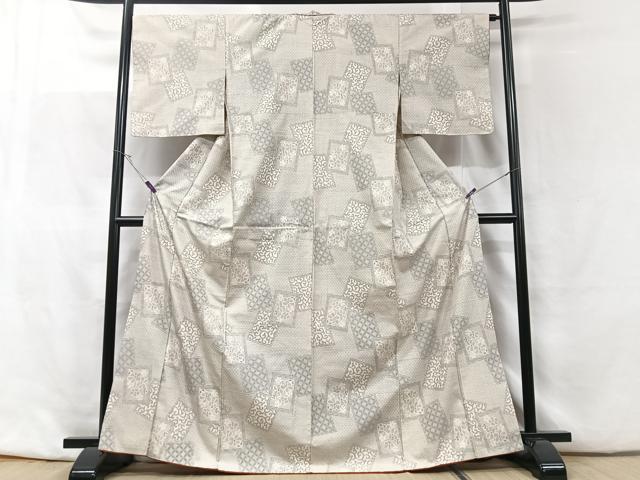 平和屋着物■上質な紬　色紙更紗花文　正絹　逸品　CABF5165xe