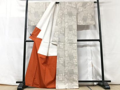 平和屋着物■上質な紬　色紙更紗花文　正絹　逸品　CABF5165xe