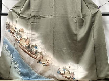 平和屋着物■訪問着　風景文　暈し染め　金彩　正絹　逸品　CABF5172xe