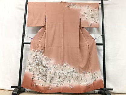 平和屋着物■訪問着　御所車人物花松文　暈し染め　正絹　逸品　CABF5174xe