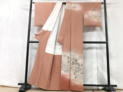 平和屋着物■訪問着　御所車人物花松文　暈し染め　正絹　逸品　CABF5174xe