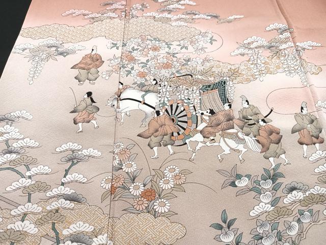 平和屋着物■訪問着　御所車人物花松文　暈し染め　正絹　逸品　CABF5174xe