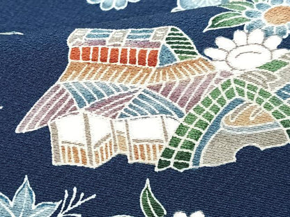 平和屋着物■上質な小紋　流水草花文　正絹　逸品　未使用　CABF5175xe