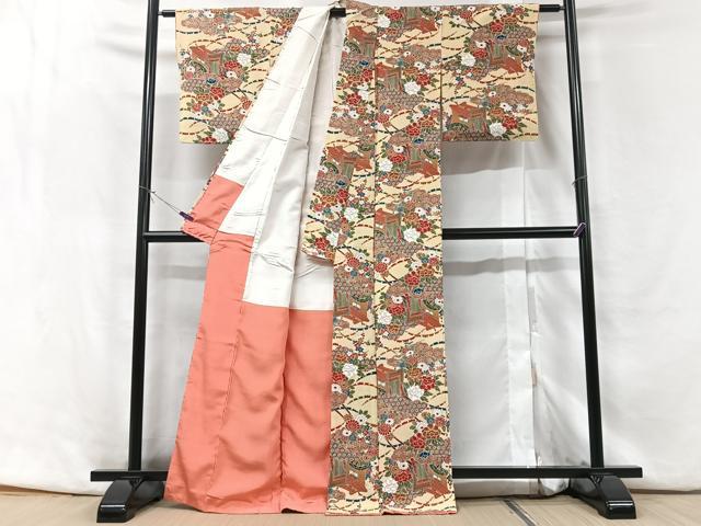 平和屋着物■上質な小紋 御所車花文 正絹 逸品 CABF5177xe