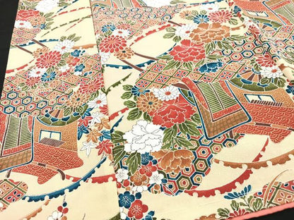 平和屋着物■上質な小紋 御所車花文 正絹 逸品 CABF5177xe